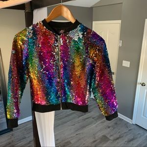 Girls Jojo Siwa rainbow sequin jacket Size 7/8